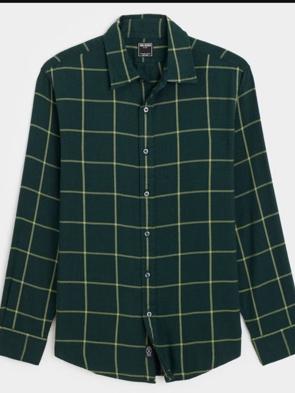 Todd Snyder Lightweight Flannel Shirt Green Plaid Yellow Long Sleeve Medium